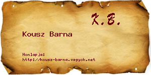 Kousz Barna névjegykártya